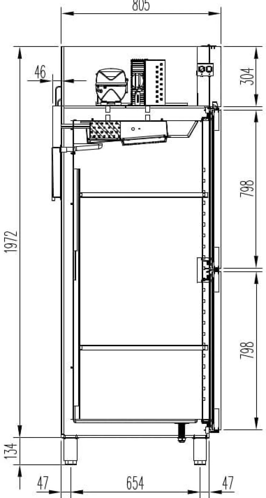 Kühlschrank Profi 700 GN 2/1 - mit 2 Halbtüren