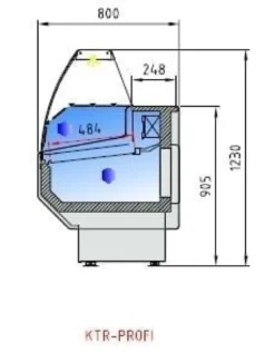 Kühltheke PROFI 100 - rundes Frontglas, 1050 mm, mit LED-Beleuchtung