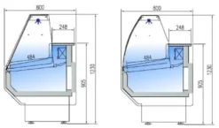 Kühltheke PROFI 100 - rundes Frontglas, 1050 mm, mit LED-Beleuchtung