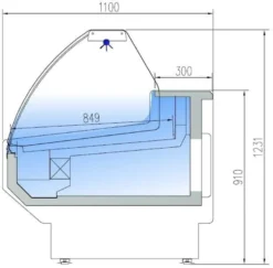 Kühltheke Profi 250 - Tiefe 1100 mm - rundes Frontglas