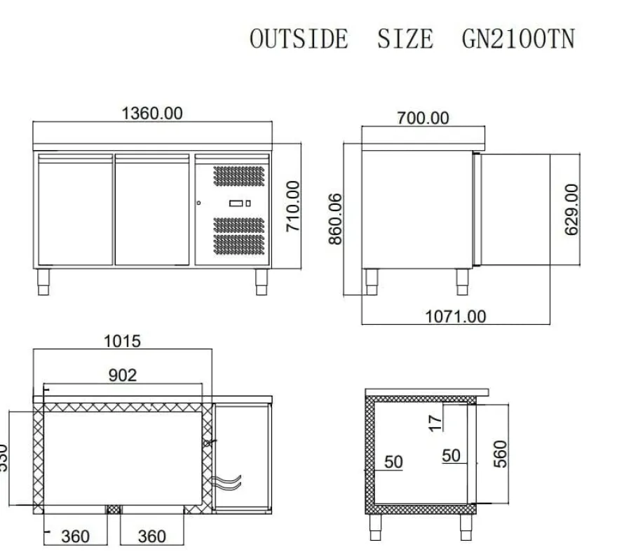 Kühltisch ECO 2/0 - GN 1/1