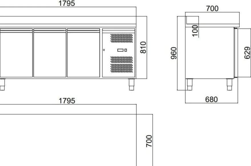 Kühltisch ECO 3/0 mit Aufkantung - GN 1/1