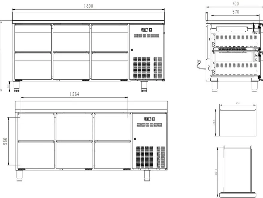 Kühltisch ECO 0/6 mit Aufkantung - GN 1/1