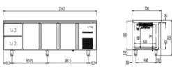 Kühltisch Profi 3/2 Superior - GN 1/1