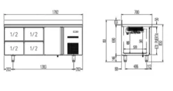 Kühltisch Profi 1/4 Superior mit Aufkantung - GN 1/1