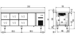 Kühltisch Profi 1/6 Superior mit Aufkantung - GN 1/1