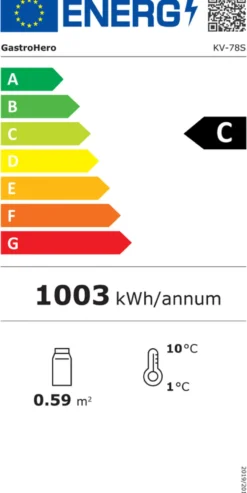 Kühlvitrine ECO 78 Liter, LED-Beleuchtung, 3 Roste, schwarz