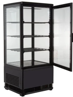 Kühlvitrine ECO 78 Liter, LED-Beleuchtung, 3 Roste, schwarz
