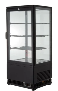 Kühlvitrine ECO 78 Liter, LED-Beleuchtung, 3 Roste, schwarz