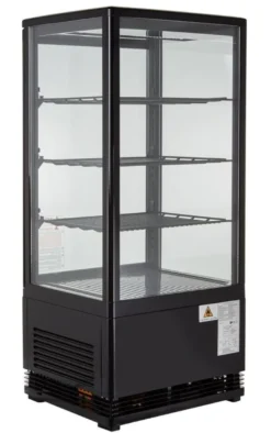 Kühlvitrine ECO 78 Liter, LED-Beleuchtung, 3 Roste, schwarz