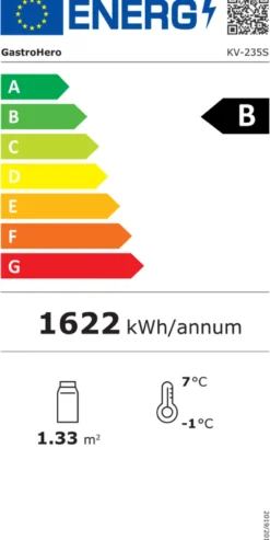 Kühlvitrine ECO 235 Liter, LED-Beleuchtung, 4 Roste, schwarz