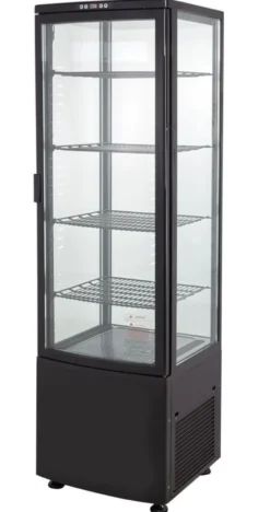 Kühlvitrine ECO 235 Liter, LED-Beleuchtung, 4 Roste, schwarz