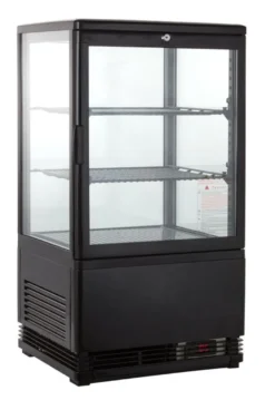 Kühlvitrine ECO 58 Liter, LED-Beleuchtung, 2 Roste, schwarz