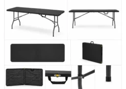 Klapptisch - 1.800 x 740 x 740 mm - Schwarz