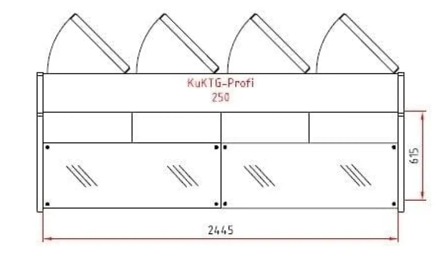 Kuchentheke Profi 250 gerades Frontglas