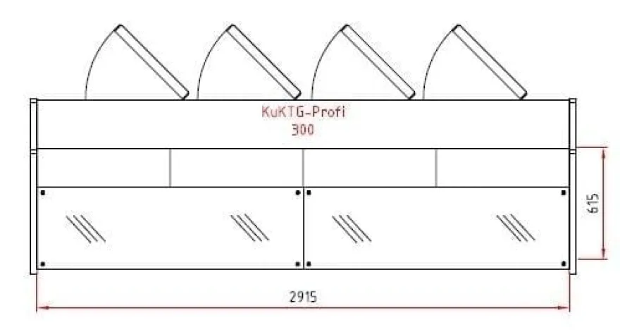 Kuchentheke Profi 300 gerades Frontglas