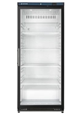 Lagerkühlschrank ECO 600 mit Glastür, Innenraum aus Kunststoff, schwarz