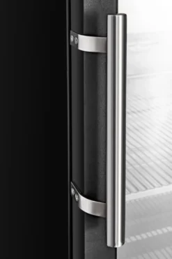 Lagerkühlschrank ECO 600 mit Glastür, Innenraum aus Kunststoff, schwarz