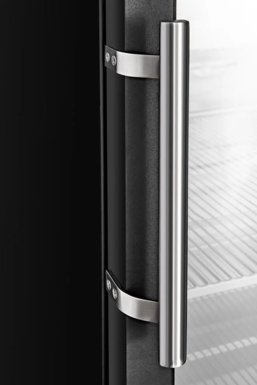 Lagerkühlschrank ECO 600 mit Glastür, Innenraum aus Kunststoff, schwarz