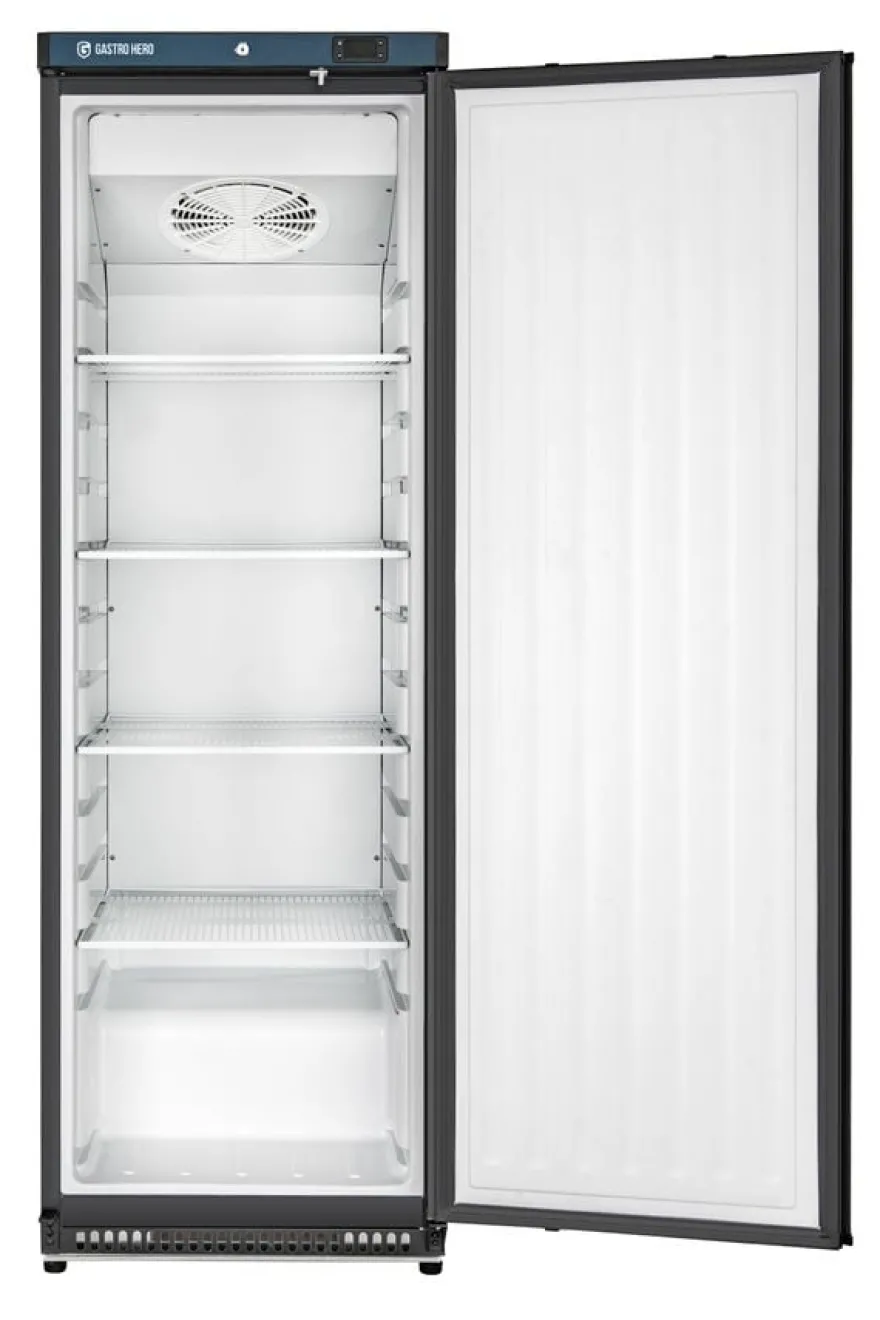 Lagertiefkühlschrank ECO 400, Innenraum aus Kunststoff, schwarz