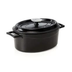LAVA Casseroles oval, schwarz emailliert, Gusseisen 28 x 21 x 11 cm