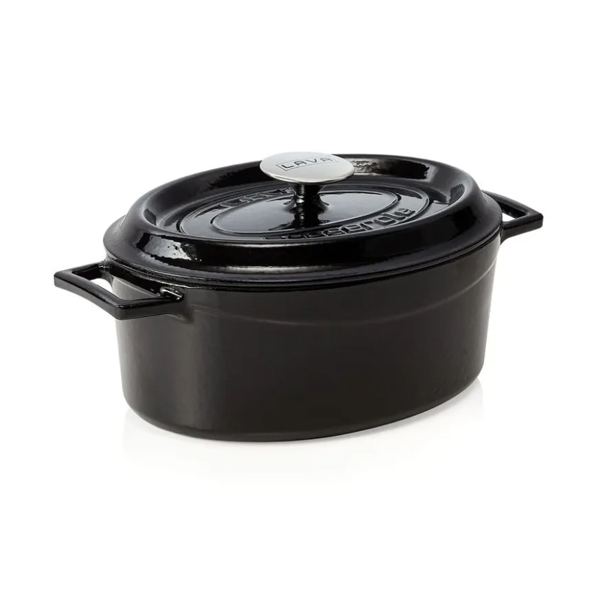 LAVA Casseroles oval, schwarz emailliert, Gusseisen 28 x 21 x 11 cm