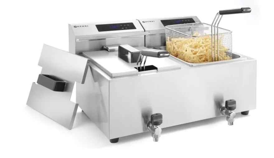 MasterCook Friteuse digital 2 x 8 L mit Ablasshahn