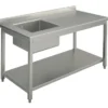 Mastro Arbeitstisch mit Becken links, mit Grundboden, mit Aufkantung, 2000x700 mm