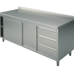 Mastro Neutraler Arbeitsschrank mit eingebauter Schubladeneinheit rechts, mit Aufkantung, 2000x700 mm