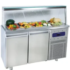 Mastro Saladette mit 2 Türen GN 1/1 und Glasstruktur, 4x GN 1/1 H=150 mm, -2°/+8°C
