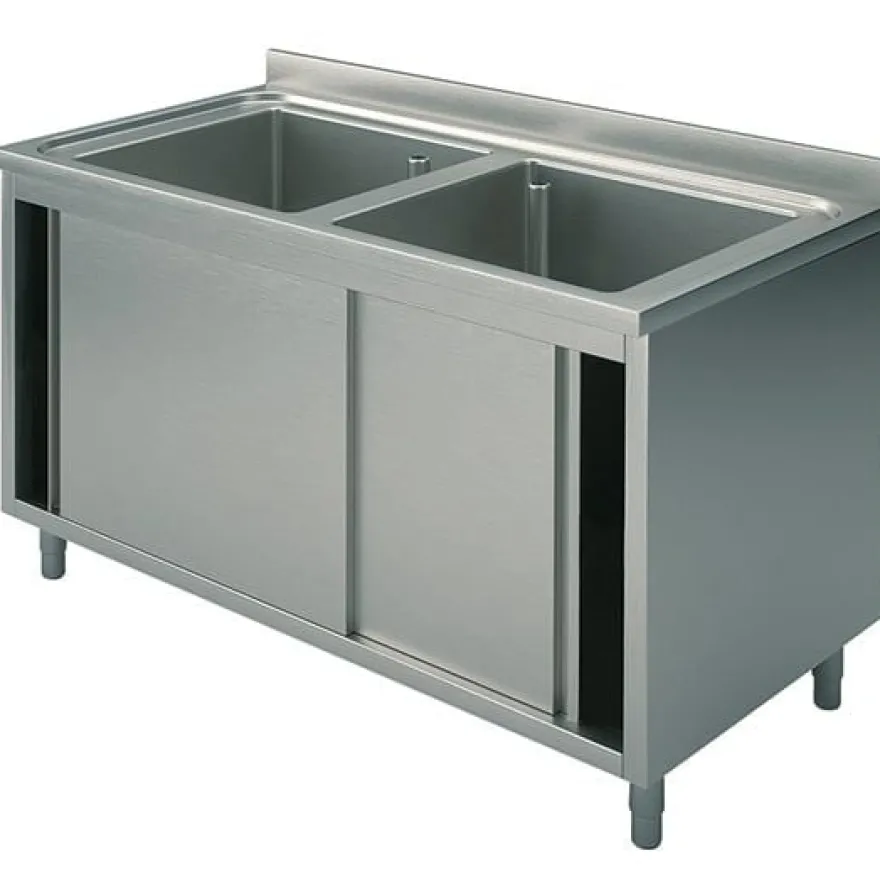 Mastro Spülschrank, 2 Becken, mit Schiebetüren, 1200x600 mm
