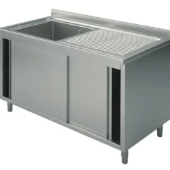 Mastro Spülschrank, 1 Becken, Tropftasse rechts, mit Schiebetüren, 1000x700 mm