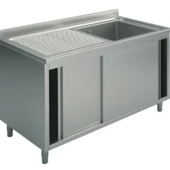 Mastro Spülschrank, 1 Becken, Tropftasse links, mit Schiebetüren, 1000x700 mm