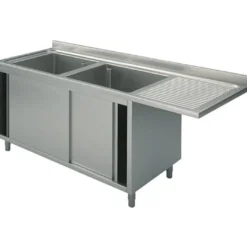 Mastro Spülschrank mit Schiebetüren für Einbau-Geschirrspüler, 2 Becken links, 1800x700 mm