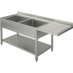 Mastro Spültisch mit Grundboden für Einbau-Geschirrspüler, 2 Becken links, 1600x700 mm