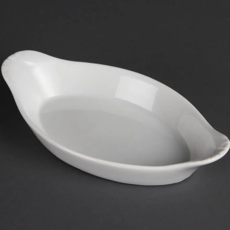 Olympia Whiteware ovale Gratinschalen weiß 204 x 115 mm - 6 Stk.