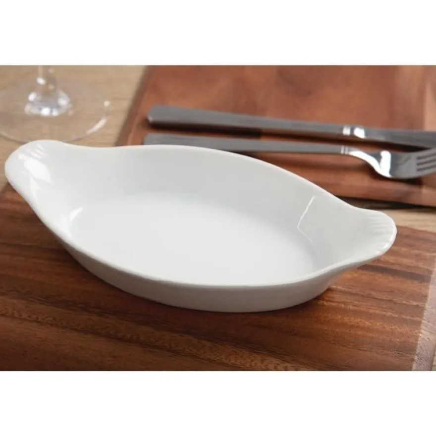 Olympia Whiteware ovale Gratinschalen weiß 204 x 115 mm - 6 Stk.