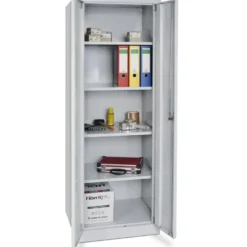 Ordner- Universalschrank mit Sockel, BxTxH 600x500x1800 mm, lichtgrau RAL 7035