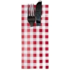 Papstar Bestecktasche 5 cm rot "Vichy Karo