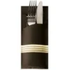 Papstar Bestecktasche Stripes - schwarz/creme inkl. farbiger Serviette