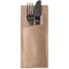 Papstar Bestecktasche Stripes - natur inkl. weißer Serviette
