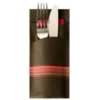 Papstar Bestecktasche Stripes - schwarz/orange inkl. farbiger Serviette