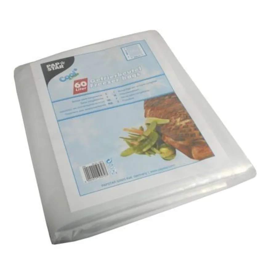 Papstar 50 Gefrierbeutel, LDPE 60 l 90 cm x 50 cm transparent