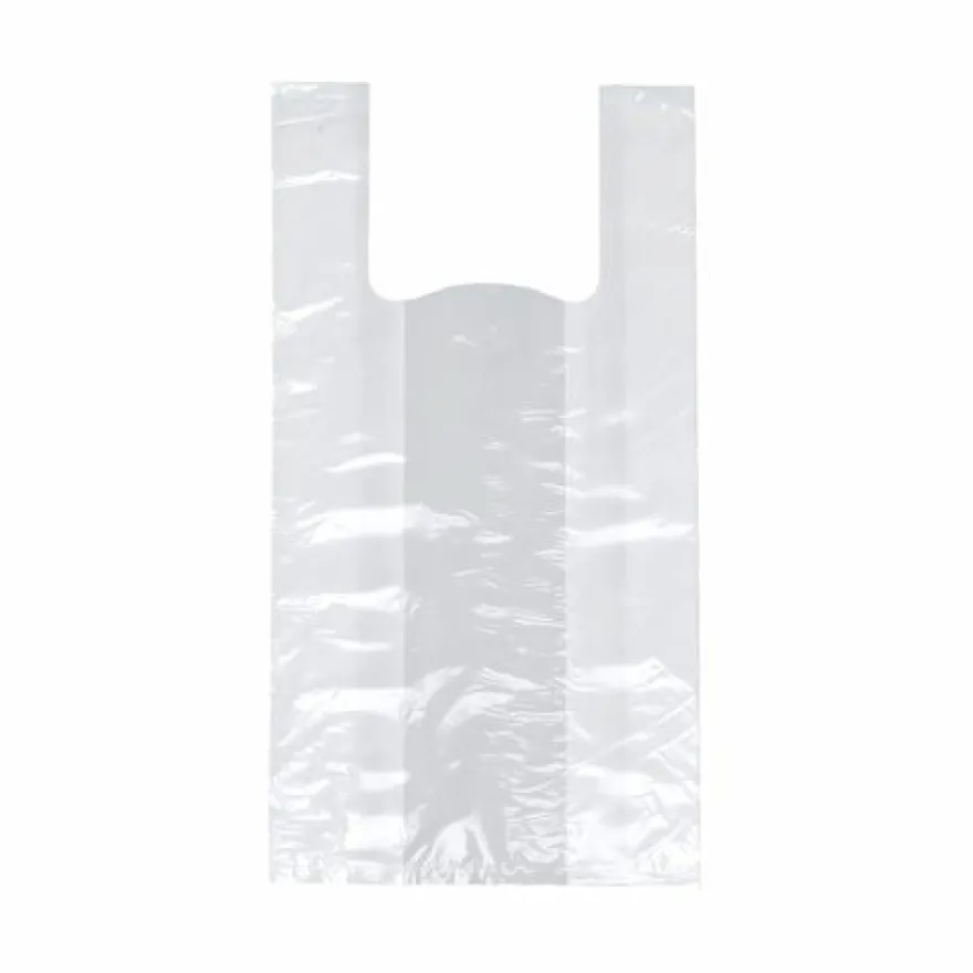 Papstar 250 Hemdchen-Tragetaschen, HDPE 48 cm x 22 cm x 12 cm transparent Knotenbeutel