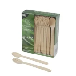 Papstar 100 Kaffeelöffel, Holz "pure" 11 cm