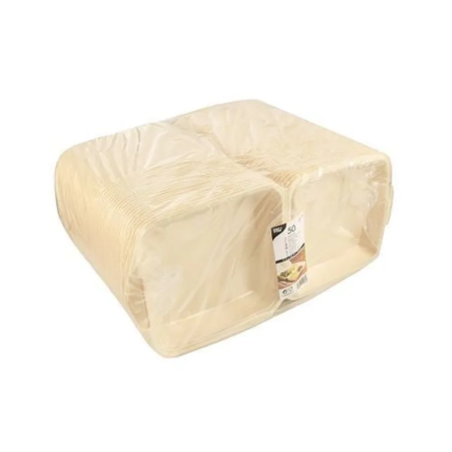 Papstar Menüboxen mit Klappdeckeln, EPS ungeteilt 75x225x22 beige laminiert - 50 Stk.