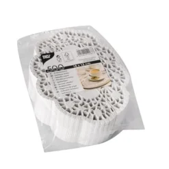 Papstar 500 Mokkadeckchen oval 18 cm x 13 cm weiss