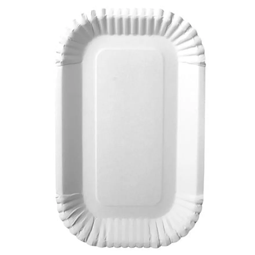 Papstar 100 Schalen, Pappe "pure" eckig 15 cm x 23 cm x 2 cm weiss