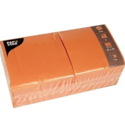 Papstar 250 Servietten, 3-lagig 1/4-Falz 33 cm x 33 cm nektarine