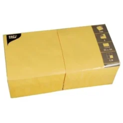 Papstar 250 Servietten, 3-lagig 1/4-Falz 33 cm x 33 cm gelb